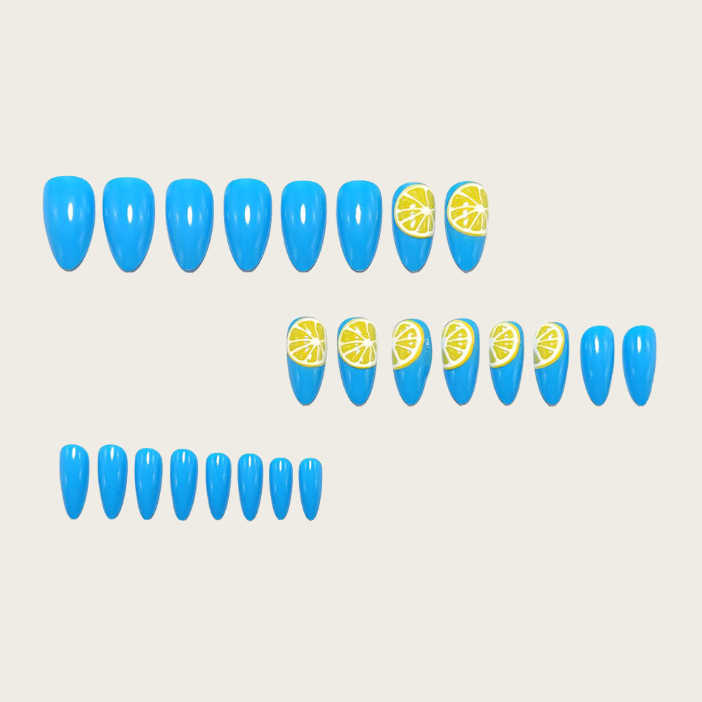 24pcs/Set Yellow Lemon Press-On Nails