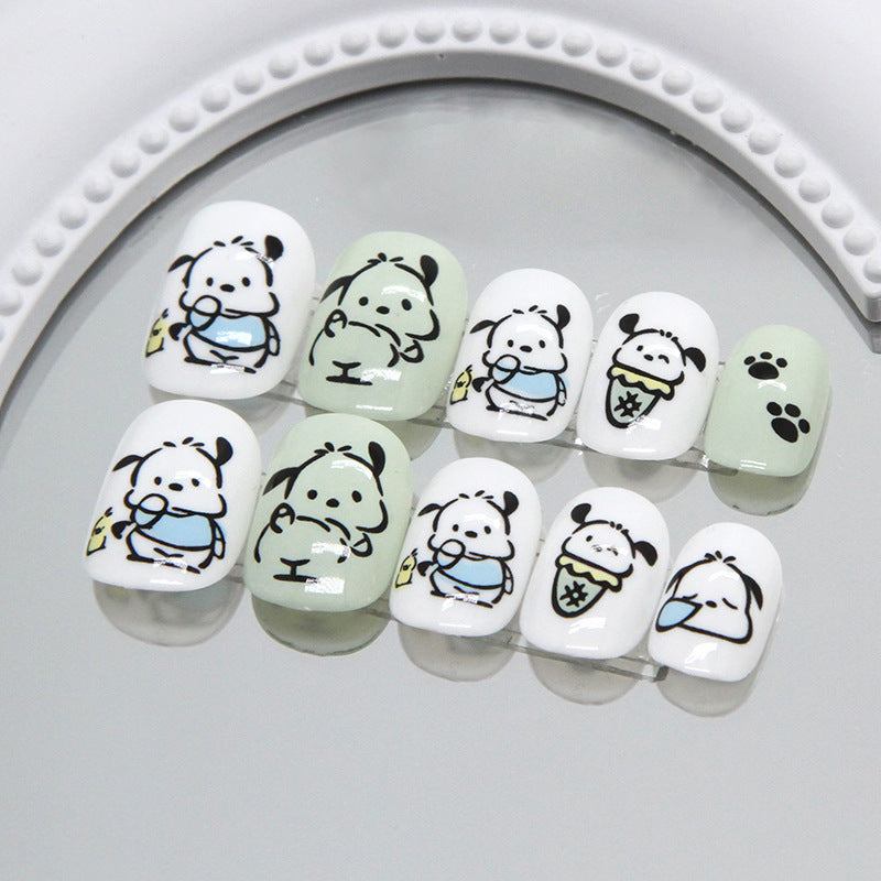 24pcs/Set Scruffy Dog and Little Yellow Chick Press-On Nails For Kids