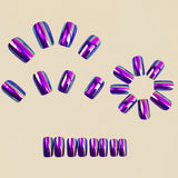 24pcs/Set Chrome Shiny Light Blue Press-On Nails