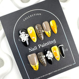 (Handmade) 10pcs/Set 3D Flowers Press-On Nails