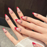 (Handmade) 10pcs/Set French Festive Snowflakes Press on Nails