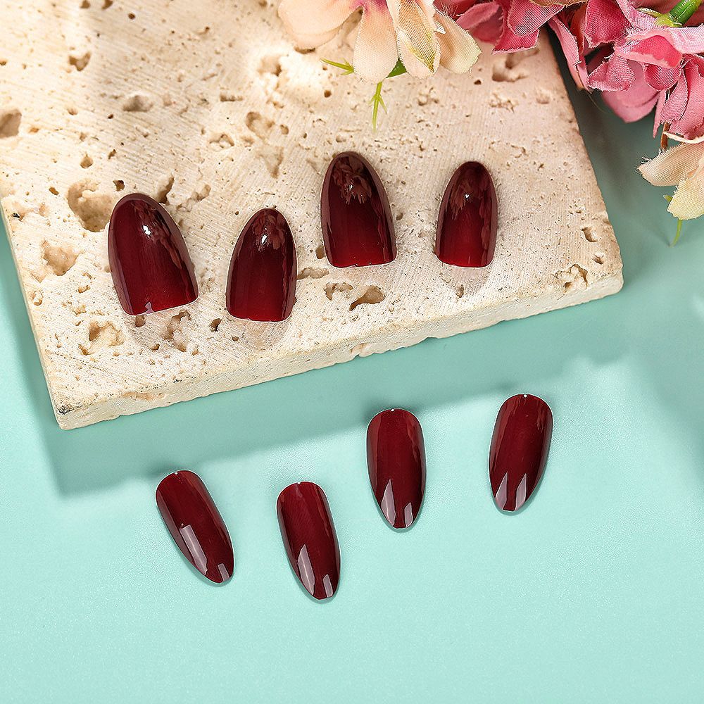 24pcs/Set Cherry Red Press-On Nails