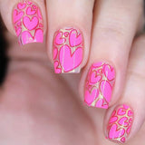 24pcs/Set Pink Bubble Heart Press-On Nails