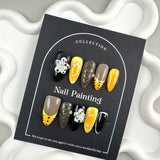 (Handmade) 10pcs/Set 3D Flowers Press-On Nails