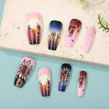 24pcs/Set Sunflower Sunset Starry Sky Press-On Nails