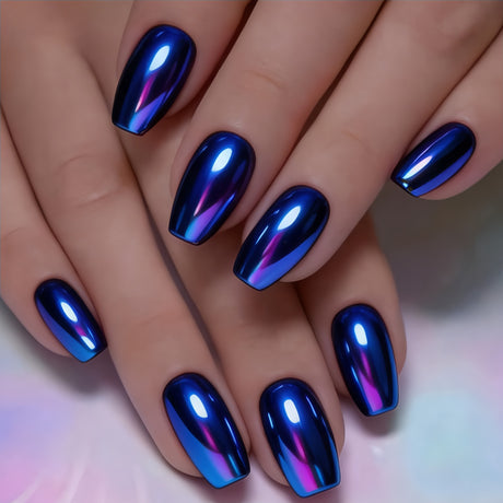 24pcs/Set Chrome Shiny Grass Green Press-On Nails