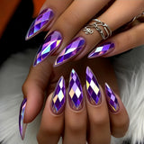 24pcs/Set 3D Faceted Diamond Press-On Nails