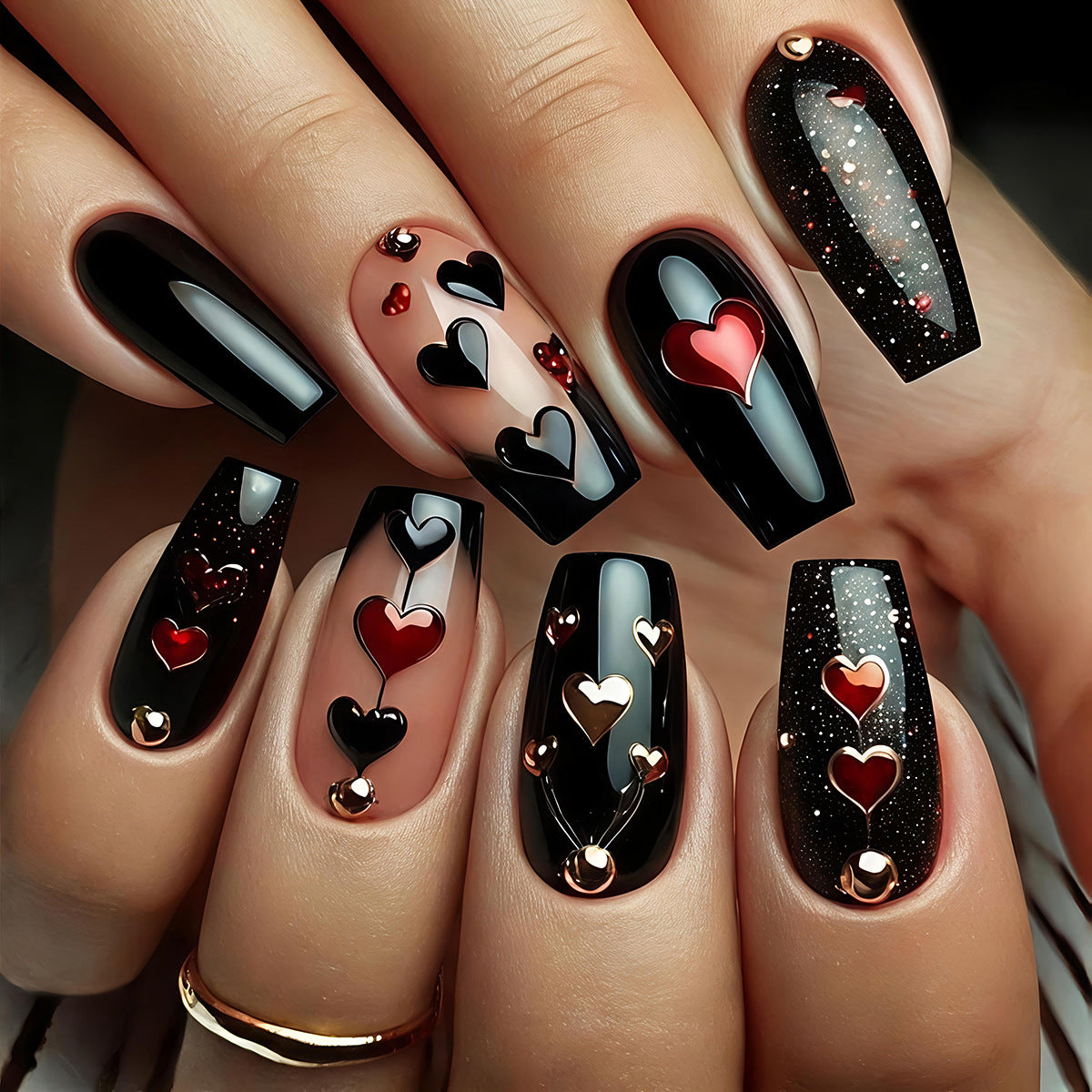 24pcs/Set Valentine’s Heart Press-On Nails