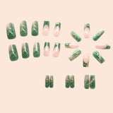 24pcs/Set Emerald Green French Press-On Nails