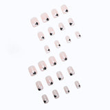 24pcs/Set Black and White Heart French Short Press-On Nails