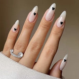 24pcs/Set White and Black Tiny Hearts Press-On Nails