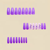 24pcs/Set Purple Plant Flowers Press-On Nails