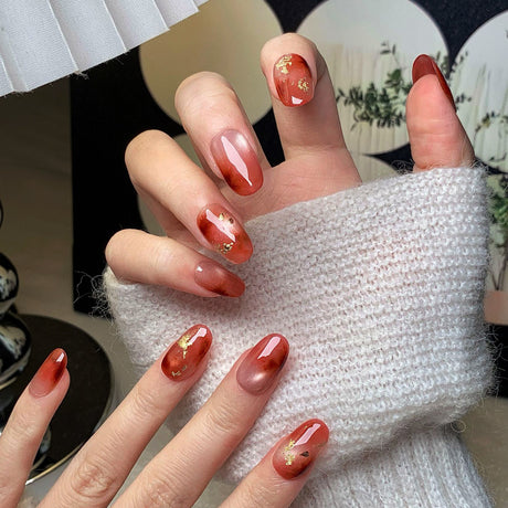 (Handmade) 10pcs/Set Pink Cat Eye Ombre Press-On Nails