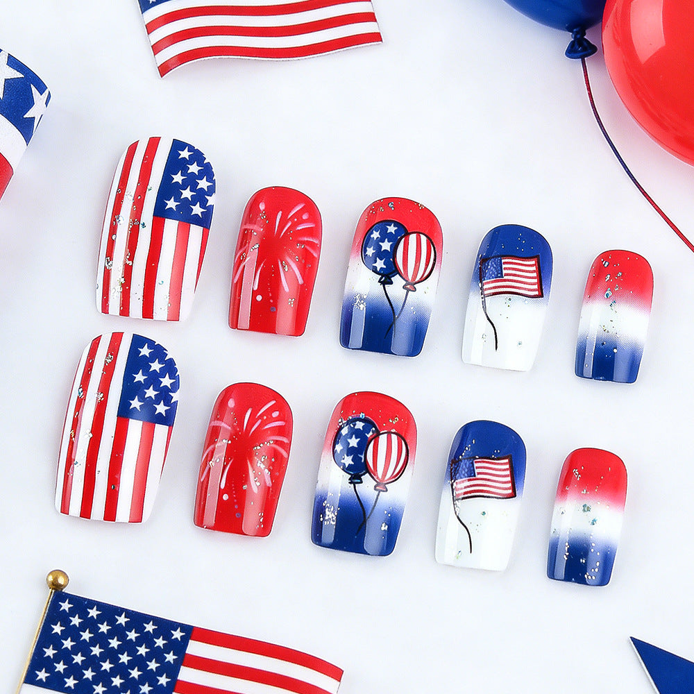 24pcs/Set Fireworks, Stars & Balloon Gradient Press-On Nails