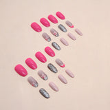 24pcs/Set Red Sparkle Sweet Floral French Tips Press-On Nails