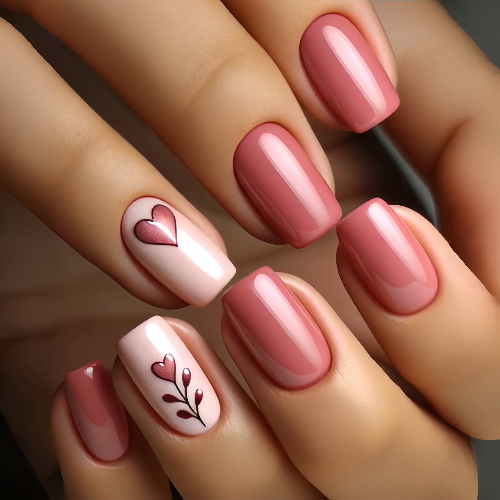 24pcs/Set Heart Press-On Nails