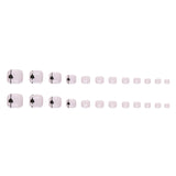 24pcs/Set Sweet & Cool Black Heart French Press On Toe Nails