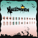 24pcs/Set Halloween Glitter Spiderweb Bat Press-On Nails