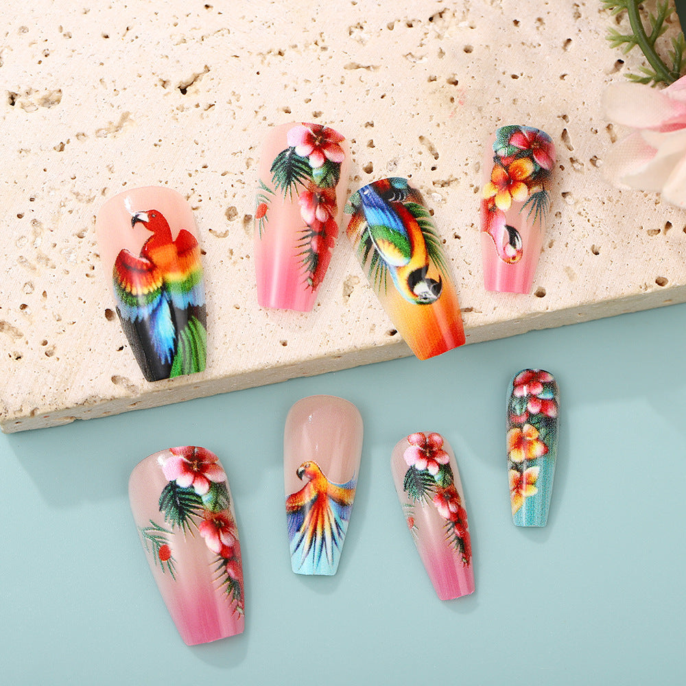 24pcs/Set Fiery Red Tropical Vibes Press-On Nails