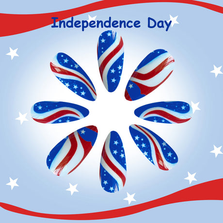 24pcs/Set Star & Stripe Flag Press-On Nails