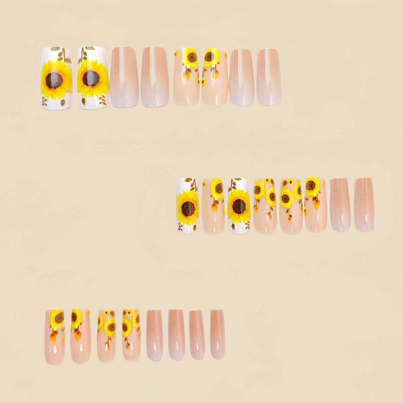 24pcs/Set Sunflower Press-On Nails