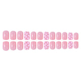 24pcs/Set Nude Pink 3D Heart Short Press On Nails