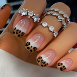 24pcs/Set Leopard Print French Tip Press-On Nails
