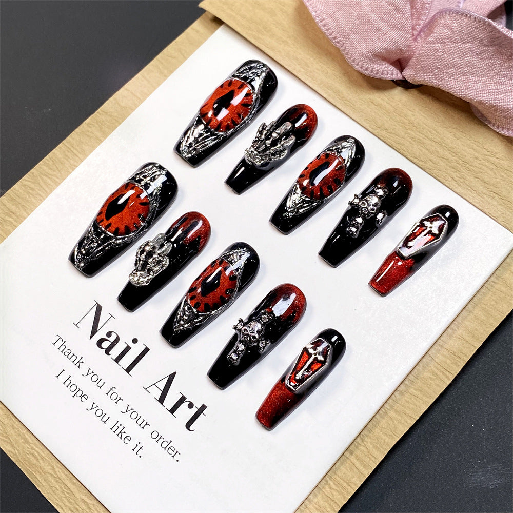 (Handmade) 10pcs/Set Gothic Evil Eye Cross Art Press-On Nails