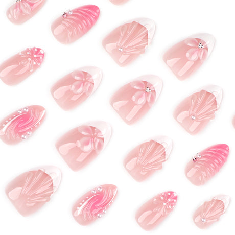 24pcs/Set 3D Floral French Tips Press-On Nails