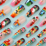 24pcs/Set Fiery Red Tropical Vibes Press-On Nails