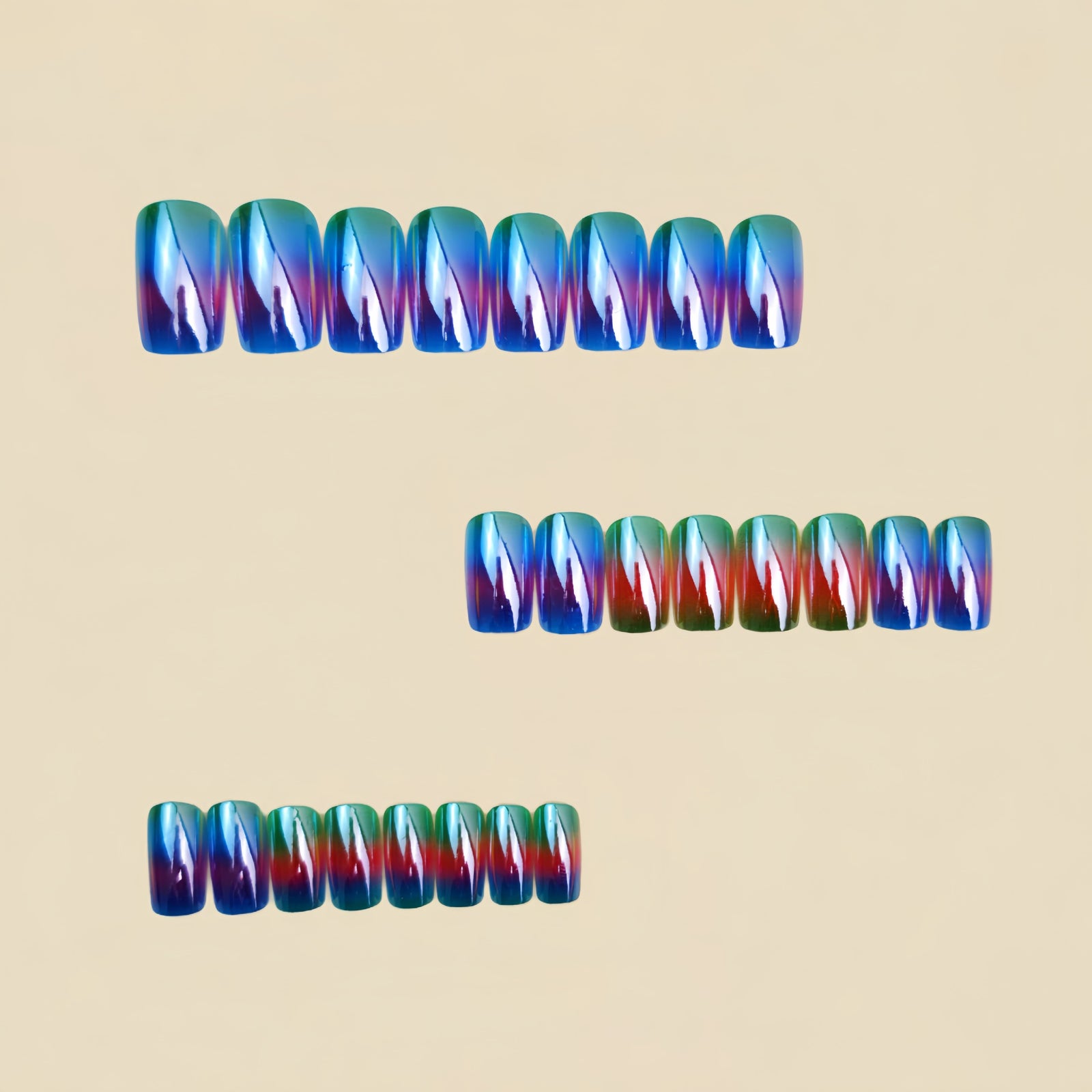 24pcs/Set Holographic Electroplated Finish Press-On Nails