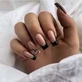 24pcs/Set Brown Heart French Press-On Nails