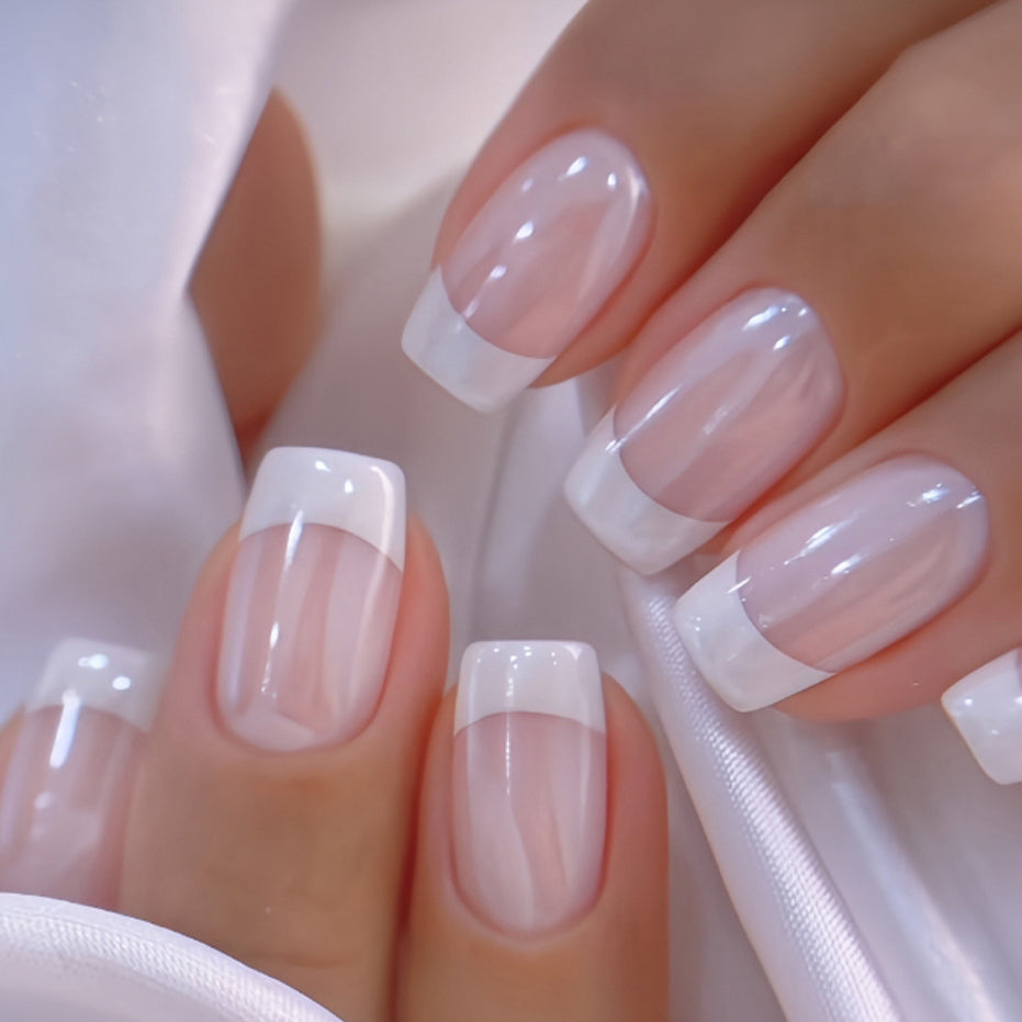 24pcs/Set White French Tips Press-On Nails