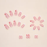 24pcs/Set Pink Minimalist French Heart Press On Nails