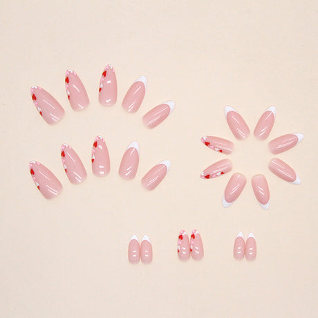 24pcs/Set Pink Minimalist French Heart Press On Nails