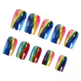24pcs/Set Rainbow Ombre Chrome Press-On Nails