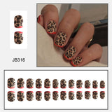 24pcs/Set Leopard French Tips Press-On Nails