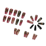 24pcs/Set 3D Gilded Vintage Rose Press-On Nails