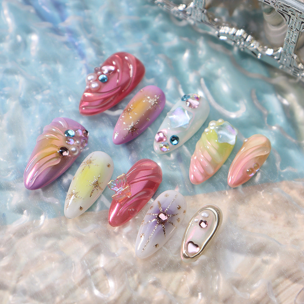 10pcs/Set Colorful Ocean Press-On Nails