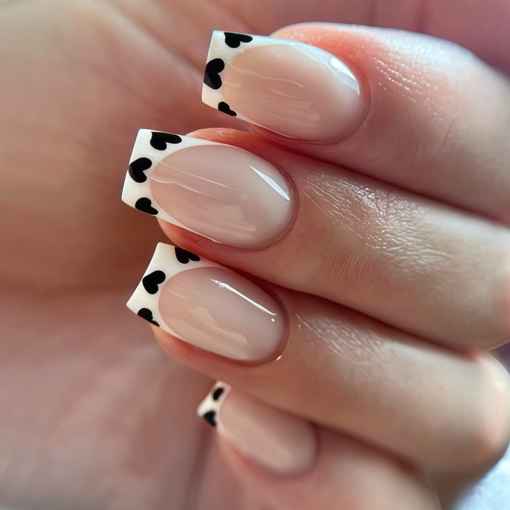 24pcs/Set Heart French Tips Press-On Nails