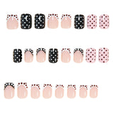 24pcs/Set Polka Dot White French Press-On Nails