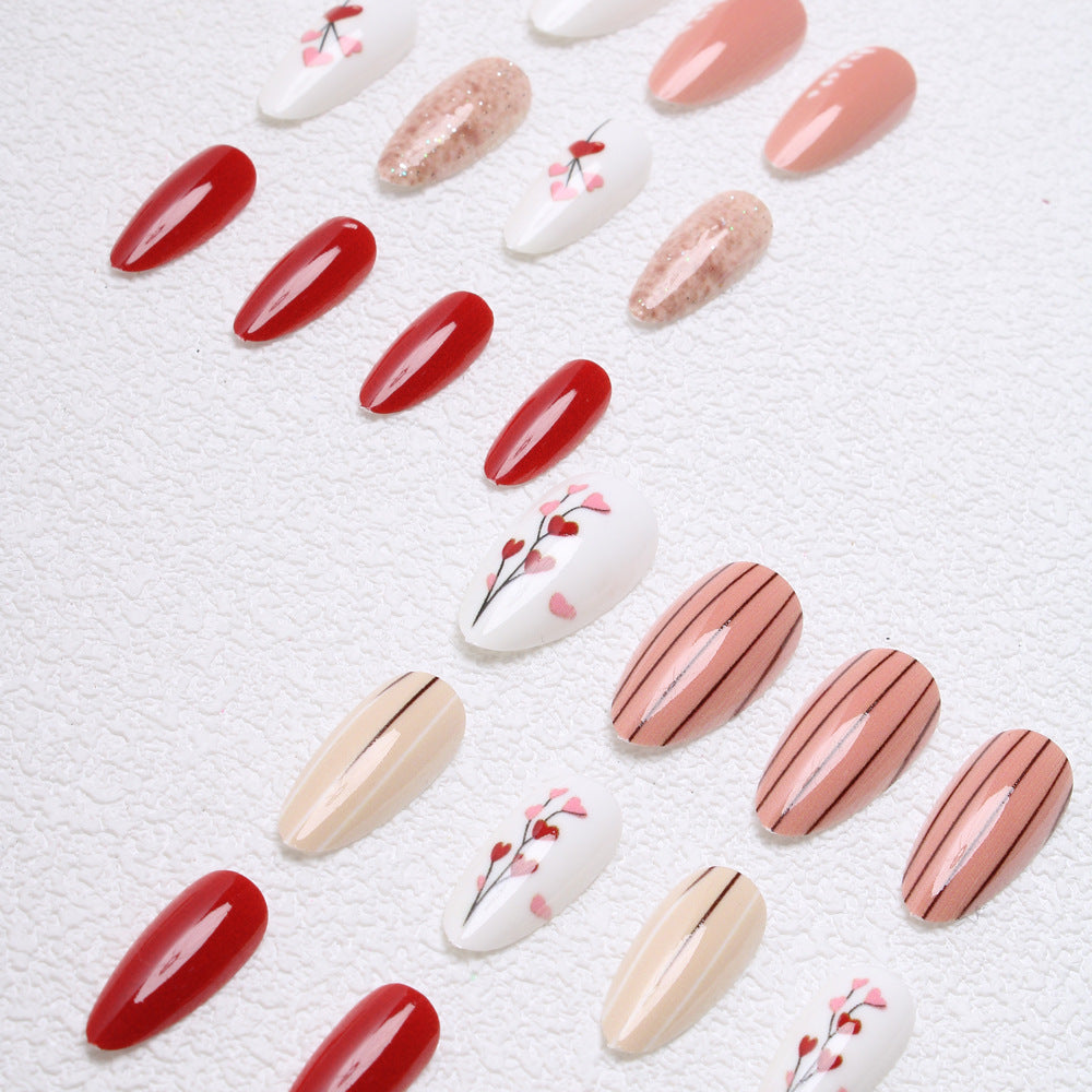 24pcs/Set Hearts Press-On Nails