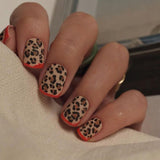 24pcs/Set Leopard French Tips Press-On Nails