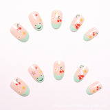 24pcs/Set Cherry Little Frog Press-On Nails