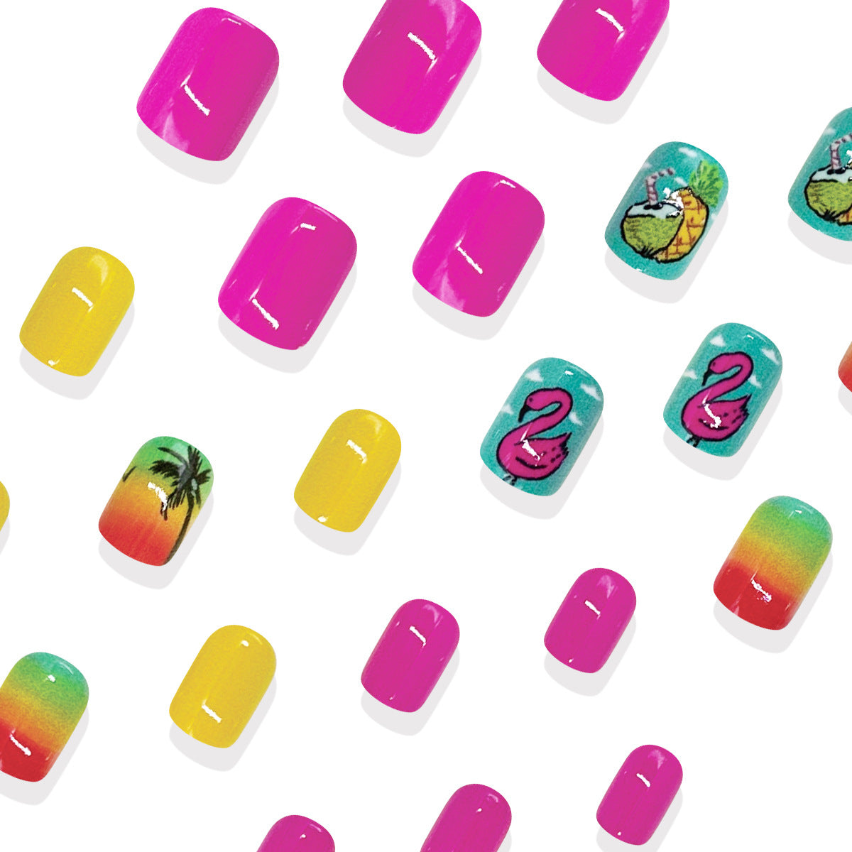 24pcs/Set Tropical Ocean-Inspired Print Press-On Nails