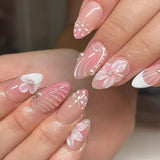 24pcs/Set 3D Floral French Tips Press-On Nails
