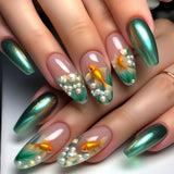 24pcs/Set Lily of the Valley Gradient Goldfish Press-On Nails