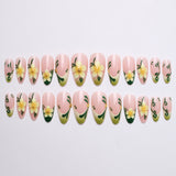 24pcs/Set 3D Embossed Pearl Flower Press-On Nails