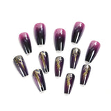 24pcs/Set Gradient Purple Chrome Press-On Nails
