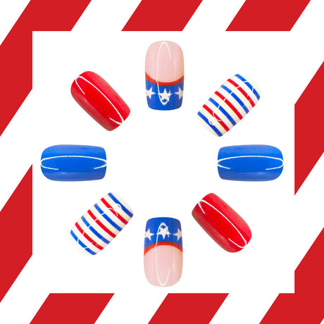 24pcs/Set Star & Stripe French Press-On Nails